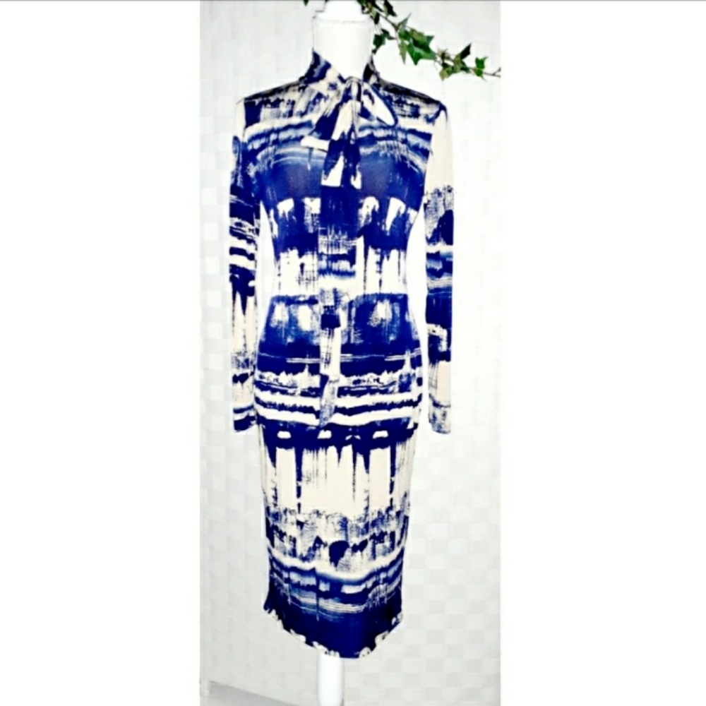 SJ Style Tie-Neck Keyhole Lagenlook Bodycon Peplum